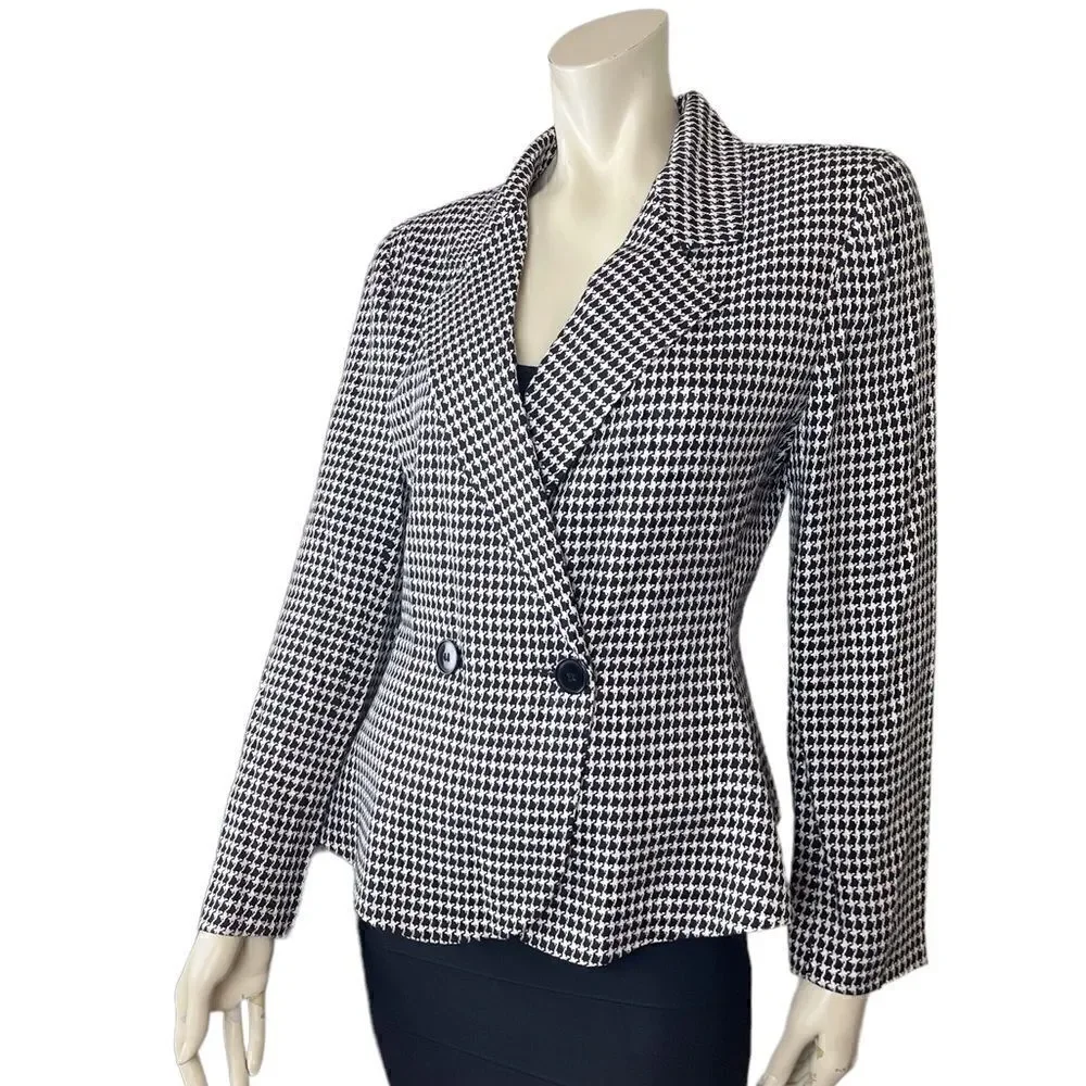 LIKE NEW Vintage Christian Dior Black/Cream Houndstooth Double-Breasted Jacket